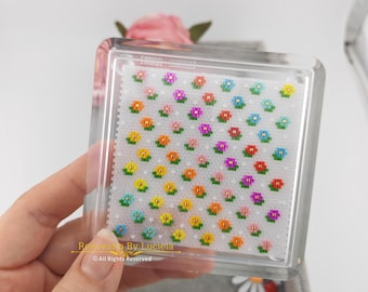 Colourful Flower Mini Tapestry PDF Pattern | Even Count Peyote Pattern | Miyuki Delica 11/0 | Acrylic Coaster Insert