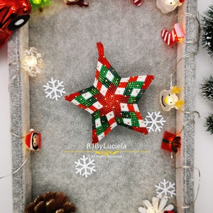 Diamonds For Christmas Star Tutorial- English 3d peyote star|  beaded star |peyote beaded star pattern |Peyote star