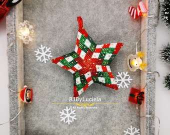 Diamonds For Christmas Star Tutorial- English 3d peyote star|  beaded star |peyote beaded star pattern |Peyote star