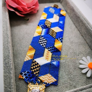 Blue Corners Peyote Pattern- Even Count bracelet pattern | seed bead pattern | peyote beaded pattern | peyotebracelet | braceletpattern