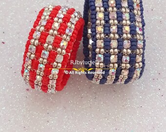 Tutorial -Blinged out Ring Band  Tutorial -English| beaded ring pattern | seed bead pattern | beaded ring | beaded ring tutorial