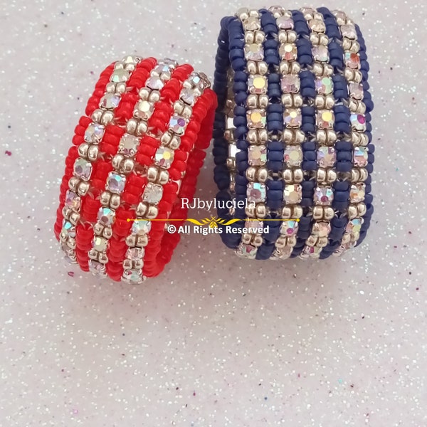 Tutorial -Blinged out Ring Band  Tutorial -English| beaded ring pattern | seed bead pattern | beaded ring | beaded ring tutorial