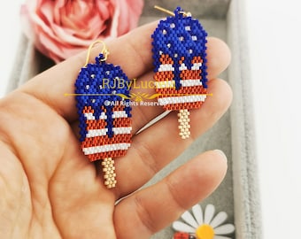 Eis Ohrringe Muster - Brick Stitch | ziegel stich ohrringe |ohrringe muster |  Kreuzstichmuster | Perlen Ohrringe Muster