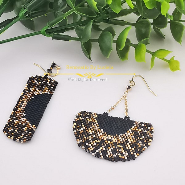 Eclipse Earrings Pattern both sizes | brick stitch earrings | earrings pattern |  brick stitch pattern | beaded earrings pattern