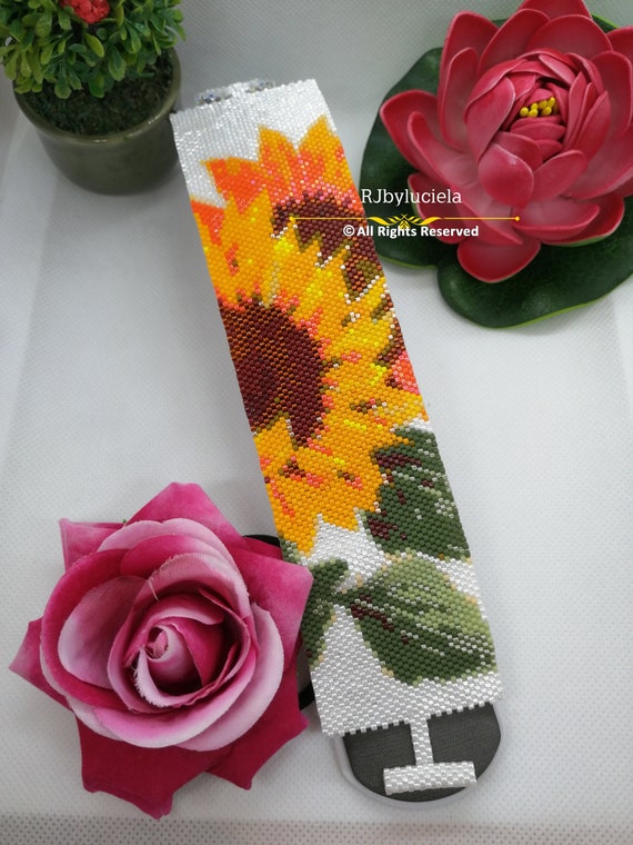 The Sun in A Flower Peyote Pattern | peyoted pattern | peyote bracelet  | seed bead pattern | peyote beaded pattern  | peyote pattern