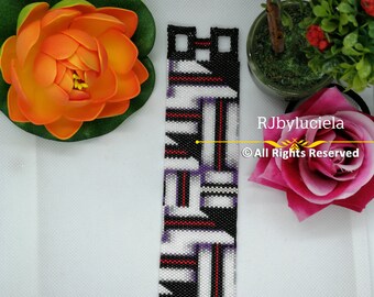 Crossing Red Lines Peyote Muster - Even Count | PDF Armband Muster | Peyote Armband | Rocailles Muster | Peyote Perlenmuster | schwarz