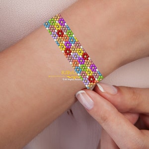 Flowers no stripes Peyote Pattern- Even Count |peyoted pattern |peyote bracelet |seed bead pattern |peyote beaded pattern  |peyote pattern