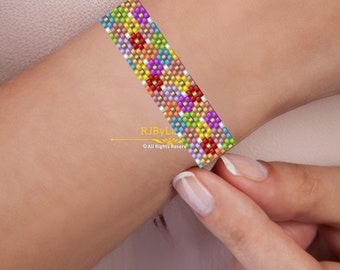 Blumen streifenlos Peyote Muster- Even Count |Armband PDF Muster |Perlenarmband Peyote Muster |Perlenmuster |