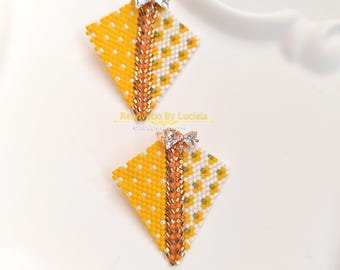 Patrón de abalorios para pendientes de cometa de verano en PDF, tutorial avanzado, flores amarillas
