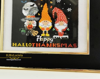 Hallothanksmas peyote Tapestry Pattern  mini tapestry |Peyote Pattern |Peyote Mini Tapestry | Peyoted Pattern |beaded pattern