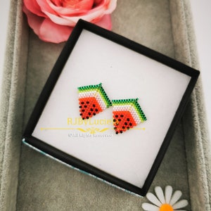 Watermelon FreshmEarrings Pattern- Brick Stitch | brick stitch earrings |earrings pattern |  brick stitch pattern | beaded earrings pattern