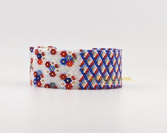 Flowers in July Peyote Pattern- Odd Count bracelet pattern |seed bead pattern| peyote beaded pattern | bracelet  PDF pattern