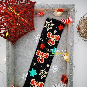 Minty Stars on A Christmas Night Peyote Pattern- Even Count | peyoted pattern | peyote bracelet  | seed bead pattern | peyote beaded pattern