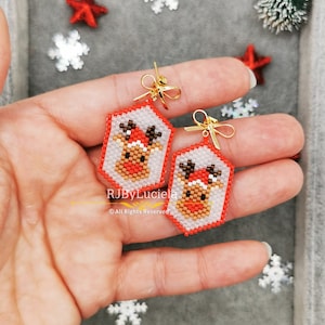 Frosted Reindeer Earrings Pattern-Brick Stitch | brick stitch earrings | earrings pattern |  brick stitch pattern | beaded earrings pattern