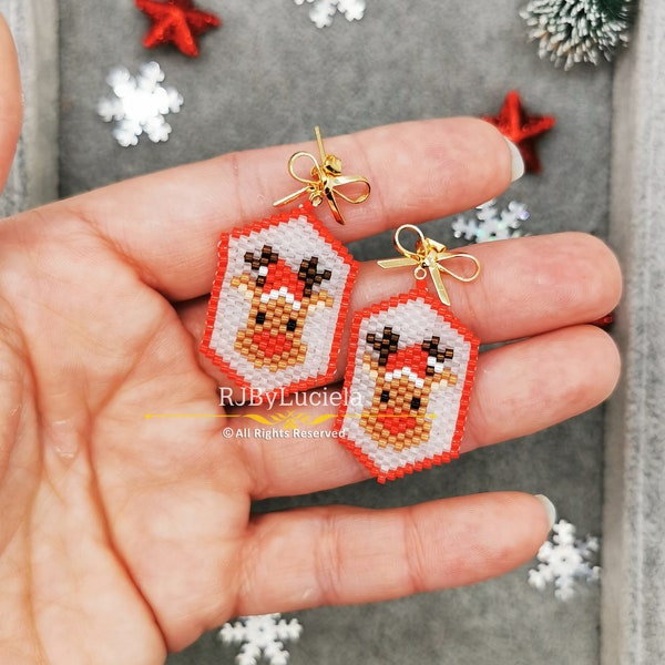 Frosted Reindeer Earrings Pattern-Brick Stitch | brick stitch earrings | earrings pattern |  brick stitch pattern | beaded earrings pattern