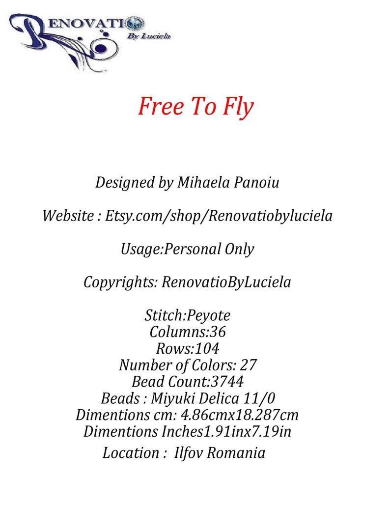 Free To Fly Peyote Pattern- Even Count bracelet pattern | seed bead pattern |peyote beaded pattern | bracelet PDF pattern | bracelet pattern image 5