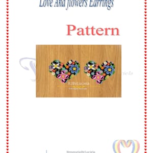 Patrón pendientes Amor y Flores / Punto ladrillo / pendientes peyote / pendientes corazón peyote / patrón amor / Patrón punto ladrillo