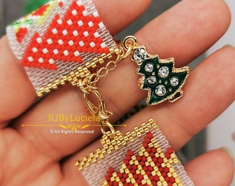 colored Christmas Trees Peyote Pattern - odd Count | peyoted pattern | peyote bracelet | seed bead pattern | peyote beaded pattern |