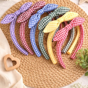School Gingham Hairband with side bow image 1