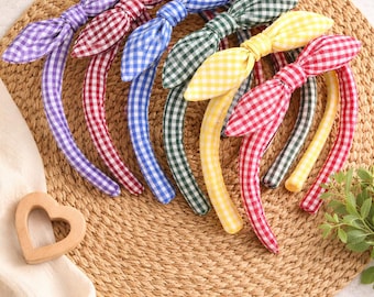 School Gingham Hairband with side bow