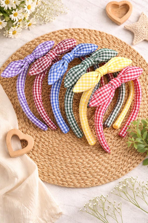 School Gingham Hairband with side bow