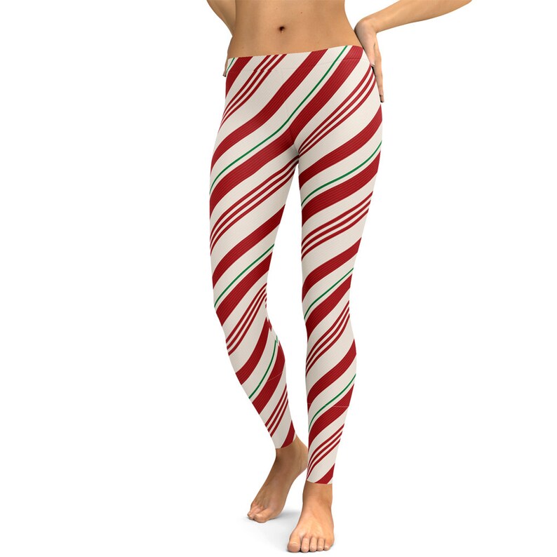 Weihnachten Leggings Damen Candy Cane Leggings Frauen Etsy.de