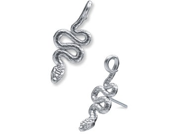 Sterling Silver Snake Stud Earrings: Reptile Jewelry Gift