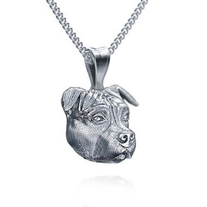 Pit Bull Gesicht Halskette aus Sterling Silber und handgefertigt von TinyBling Schmuck
