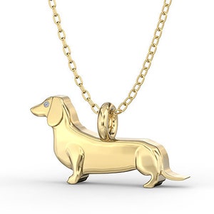 Handgemaakte ketting teckel minipups diamanten hanger