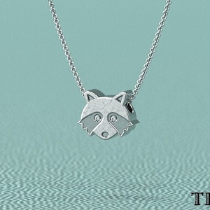 Diamant Waschbär Halskette in Sterling Silber Tolles Geschenk für Naturliebhaber und alle Tierliebhaber