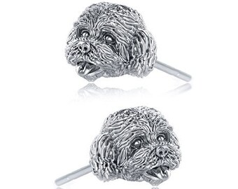 Handmade Cockapoo Earring Studs in Oxidized Sterling Silver for all the Dog, Puppy, and Pet Lovers