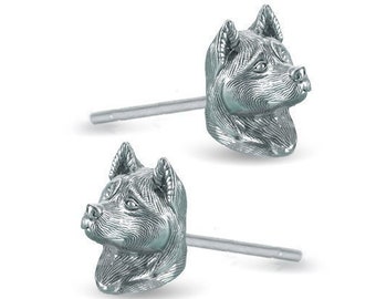 Handmade Akita Earring Studs in Oxidized Sterling Silver for all the Dog, Puppy, and Pet Lovers