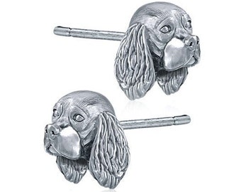 Cocker Spaniel Earring Studs in Oxidized Sterling Silver for all the Dog, Puppy, and Pet Lovers