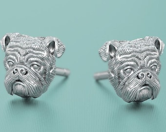 Handmade English Bulldog Earring Studs in Sterling Silver for all the Dog, Puppy, and Pet Lovers