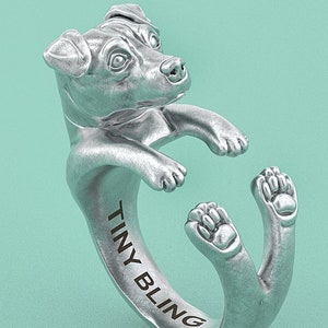 Jack Russell Ring in Sterling Silver. Handmade Jewelry for all the Dog, Puppy, and Pet Lovers by TinyBling Jewelry.