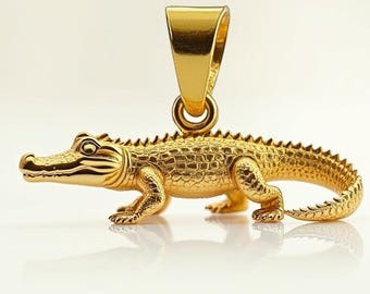 Wisiorek 3D z aligatorem – szczegółowo przedstawiony aligator w 14-karatowym złocie lub srebrze próby 925