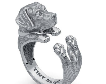 Labrador Retriever Ring in Oxidized Sterling Silver. All Handmade Jewelry for all the Dog, Puppy, and Pet Lovers.