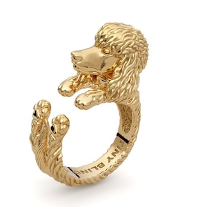 Poodle Jewelry Cuddle Wrap Ring Handmade in Sterling Silver or Solid 14k Yellow, White or Rose Gold - Dog Lover Jewelry Gift