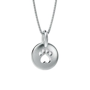 Bella Mini Paw Print Disc Anhänger Charm Halskette in Silber oder Gold handgefertigt von TinyBling für alle Tierliebhaber und Haustier-Liebhaber