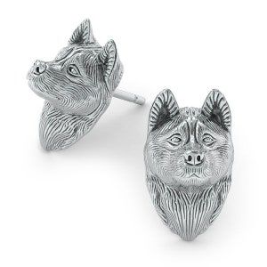 Akita puppy face earring studs