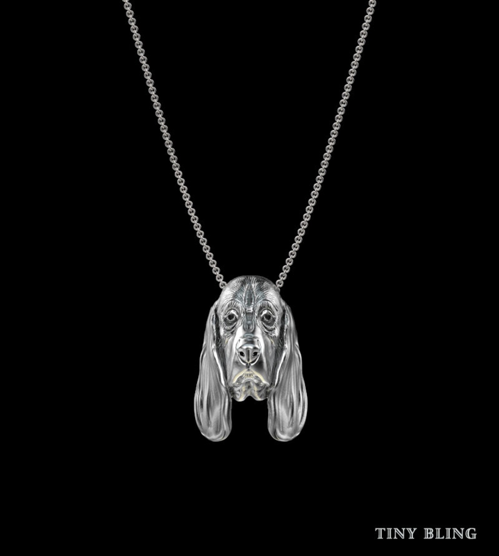Handmade Basset Hound Necklace In Sterling Silver. Great for Etsy