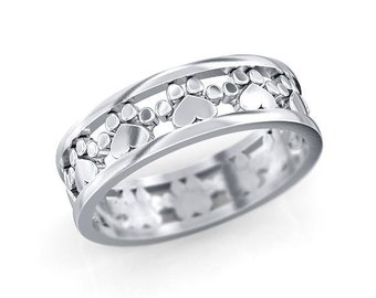 Paw prints and hearts loop eternity band