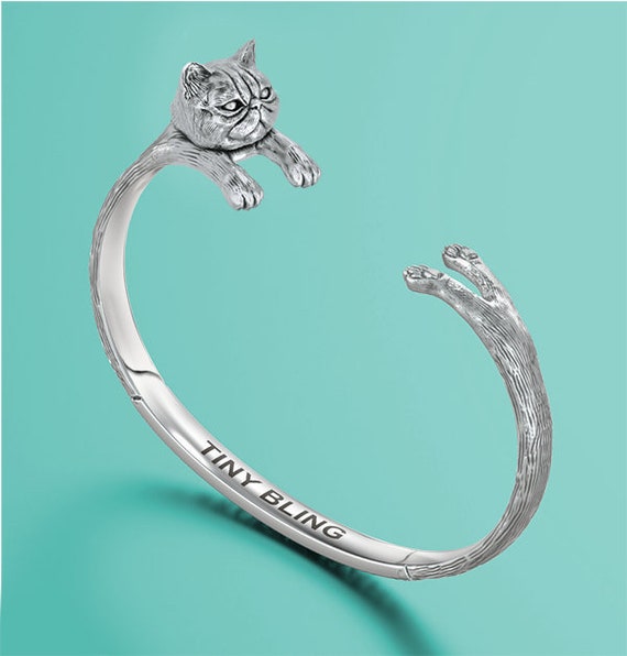 Exotic Shorthair Persian Cat Cuff Cuddle Bracelet In Sterling Etsy