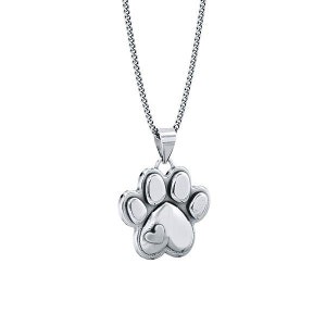 Mini Love Paw Print Herz Anhänger Halskette erhältlich in Sterling Silber oder 14K Gold - Personalisierung verfügbar