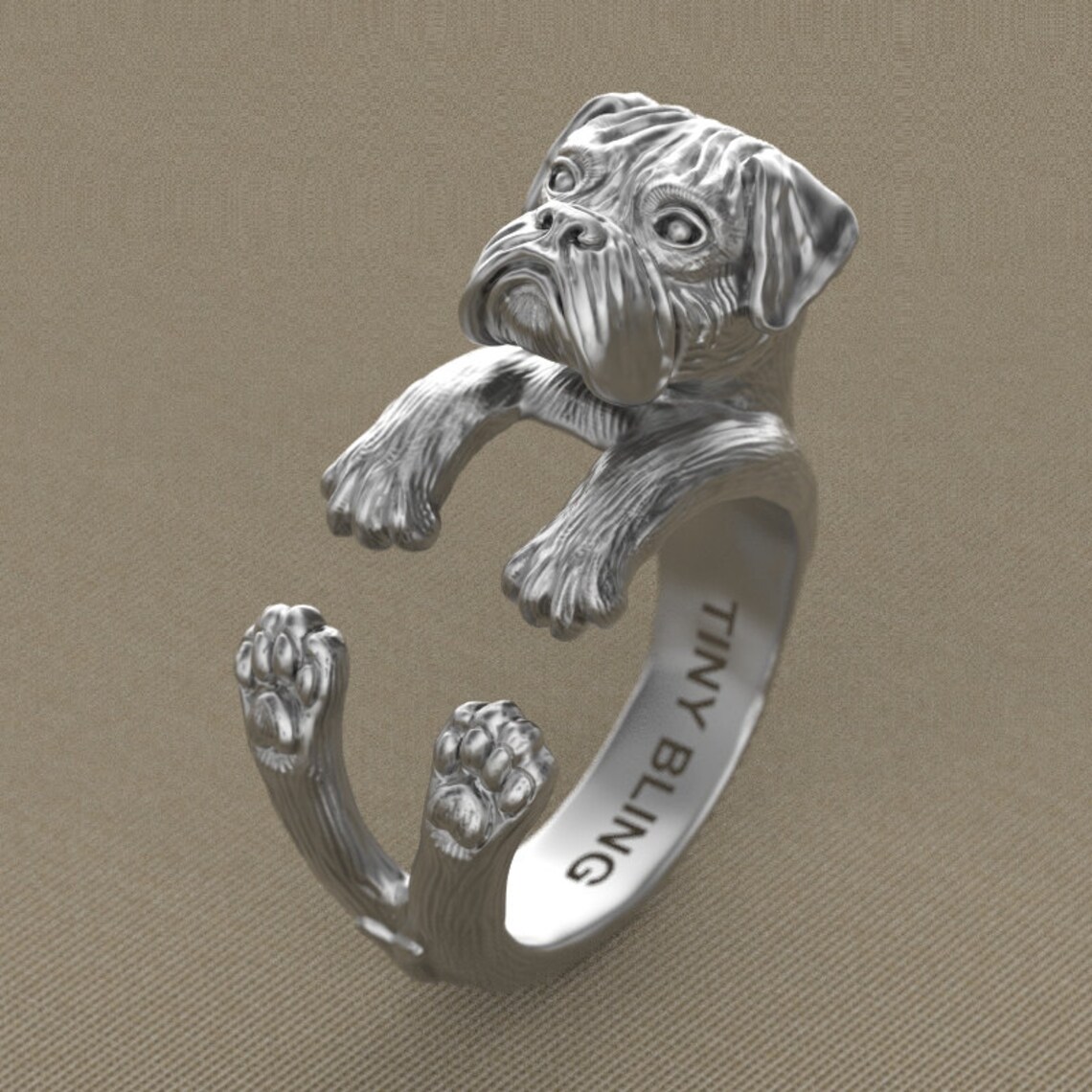 Handmade Boxer Dog Jewelry .925 Sterling Silver Cuddle Ring. Etsy
