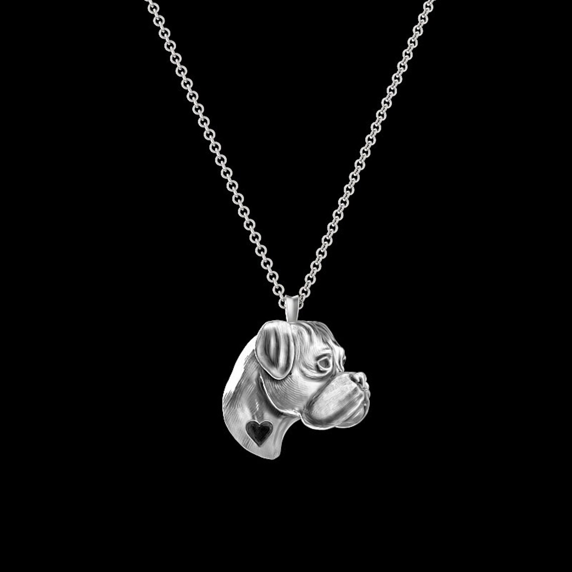 Boxer Necklace with heart in silver or gold 