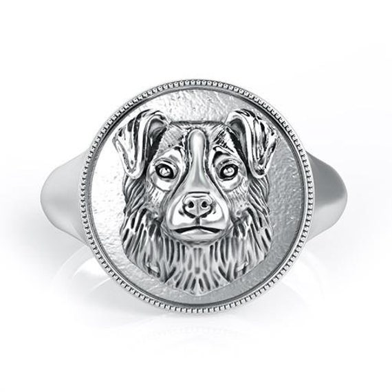 Australian Shepherd Classic Round Signet Ring Etsy
