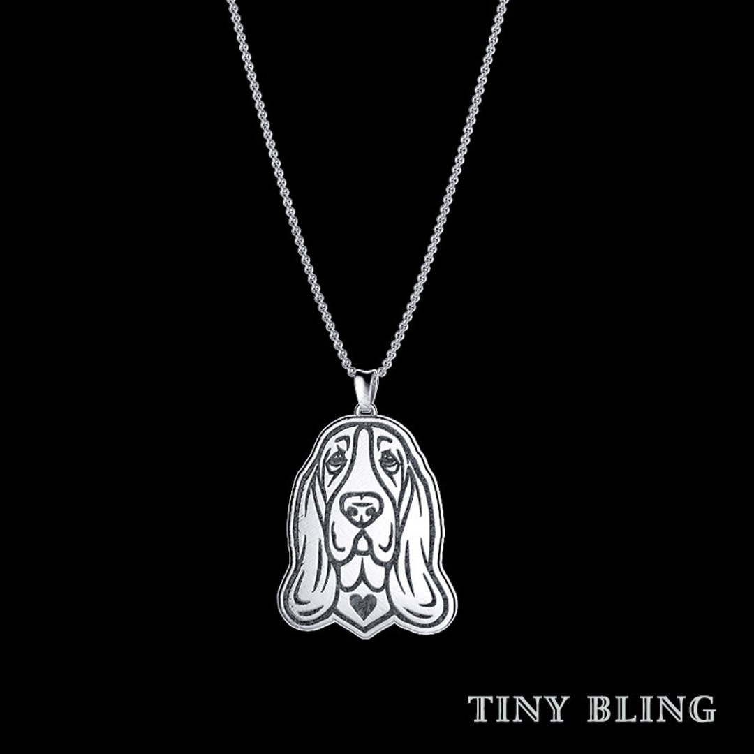Basset Hound Jewelry. Sterling Silver Pendant and Necklace. Etsy
