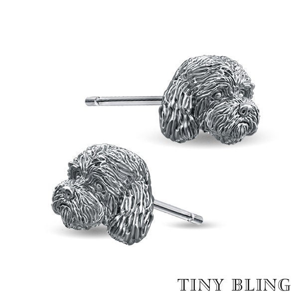 Handmade Cockapoo Face Earring Studs in Oxidized Sterling Silver for All the Dog Puppy and Pet Lovers Etsy Ireland