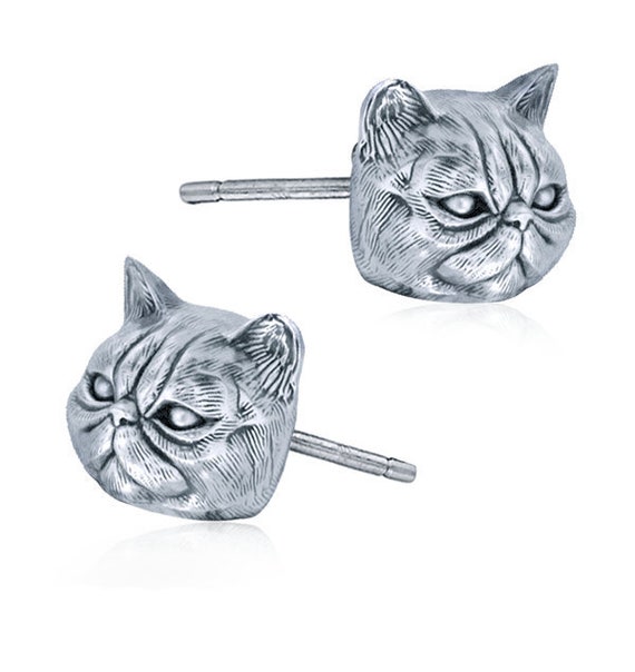 Exotic Short Hair Persian Cat Breed Face Earring Studs Etsy